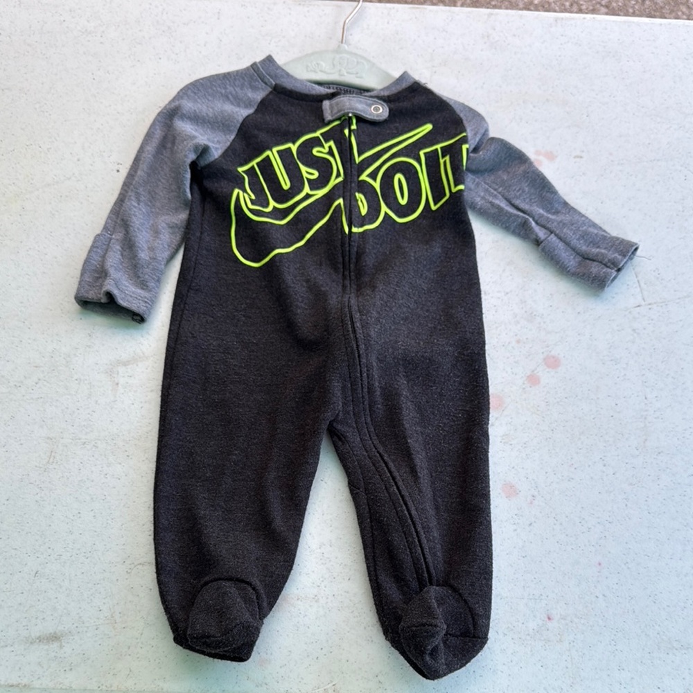 Nike Kids One Piece in Black and Gray with Green Logo